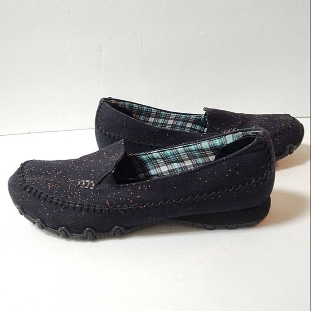 Womens Size 9 Skechers Bikers Cross Walk Shoes Slip On Black Canvas 48944 - Picture 2 of 10